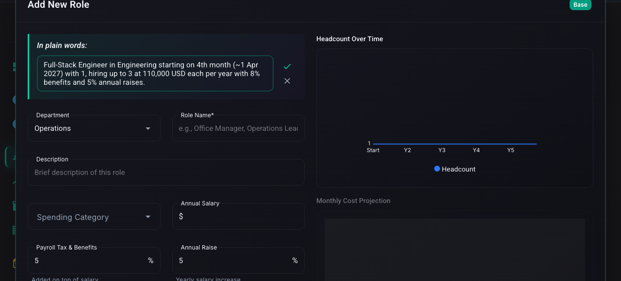 Smart input field with a role description before applying