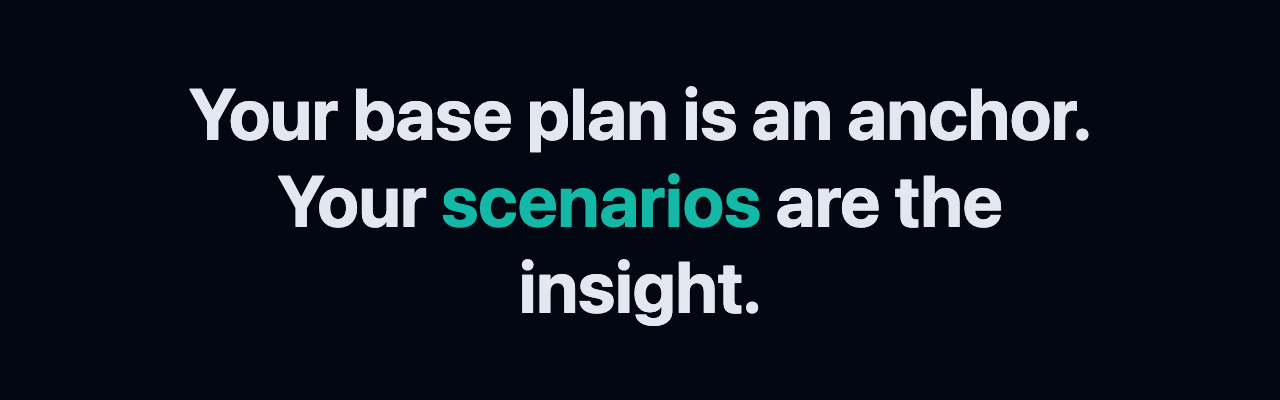 Your base plan is an anchor. Your scenarios are the insight.